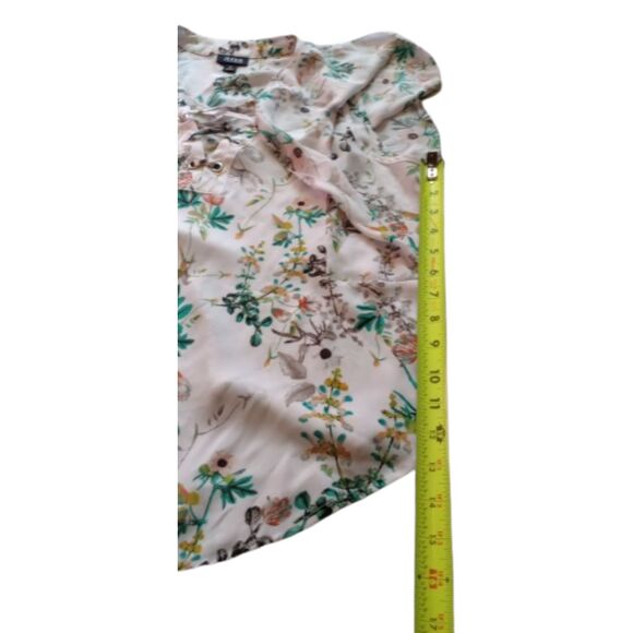a.n.a. Women's Size Medium Floral Short Sleeve Blouse - Picture 4 of 7
